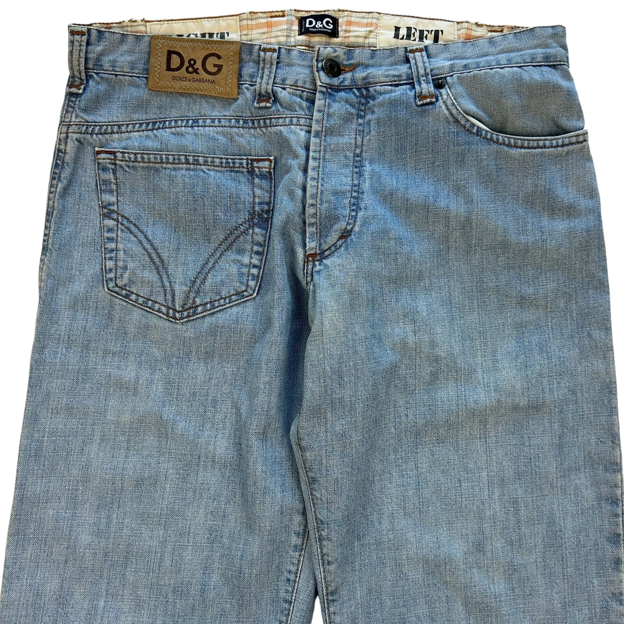 Dolce & Gabbana Jeans Blue Plain Trousers Cotton W32 Vintage 00s Designer | Second Wave Vintage