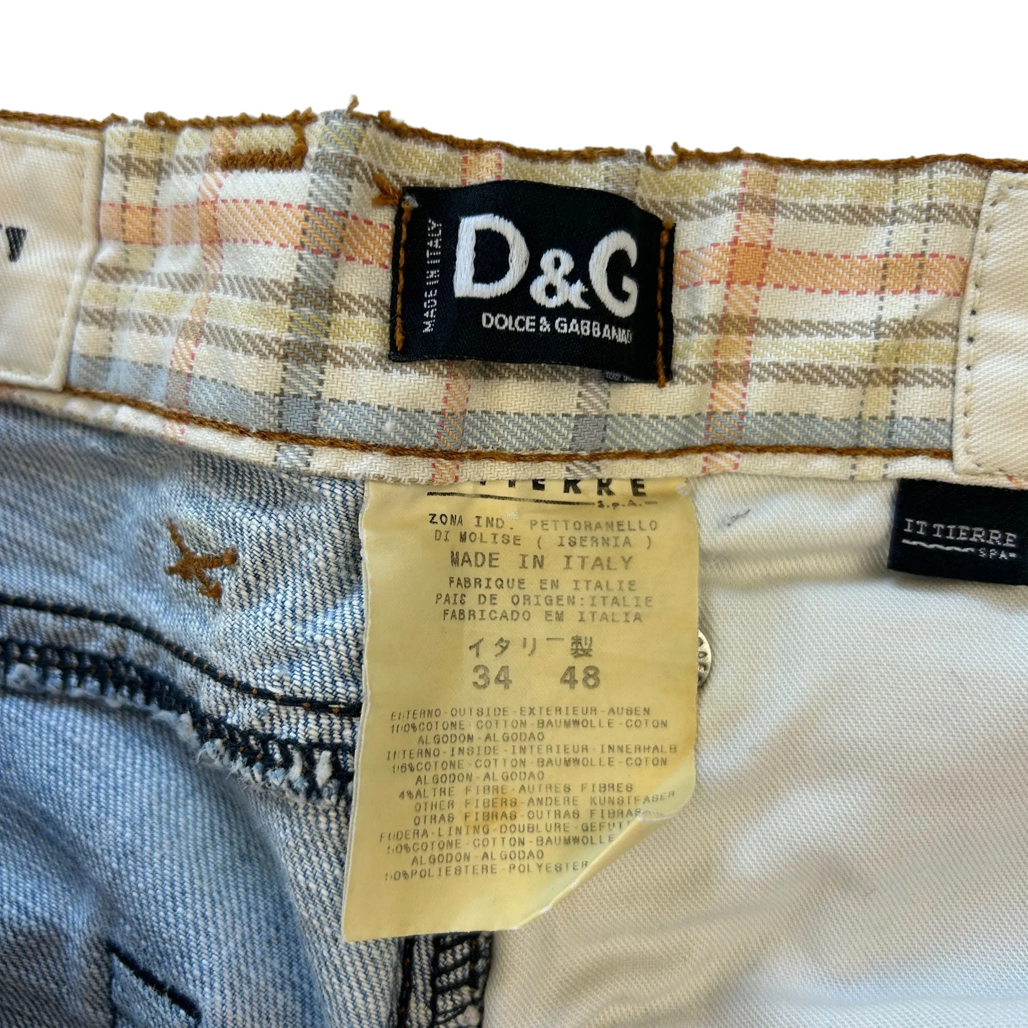 Dolce & Gabbana Jeans Blue Plain Trousers Cotton W32 Vintage 00s Designer | Second Wave Vintage