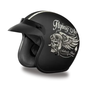 D.O.T. Daytona Cruiser Motorcycle 3/4 Helmet - W/ FLYING ACE'S