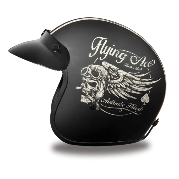 D.O.T. Daytona Cruiser Motorcycle 3/4 Helmet - W/ FLYING ACE'S