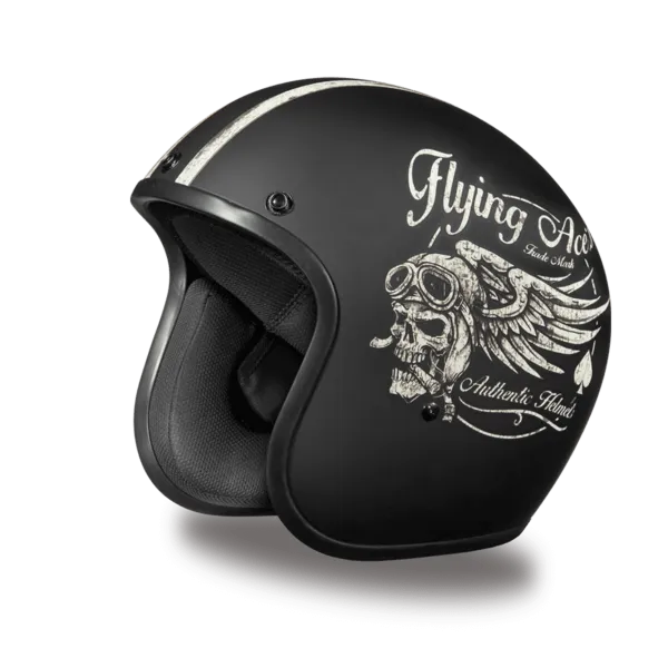 D.O.T. Daytona Cruiser Motorcycle 3/4 Helmet - W/ FLYING ACE'S