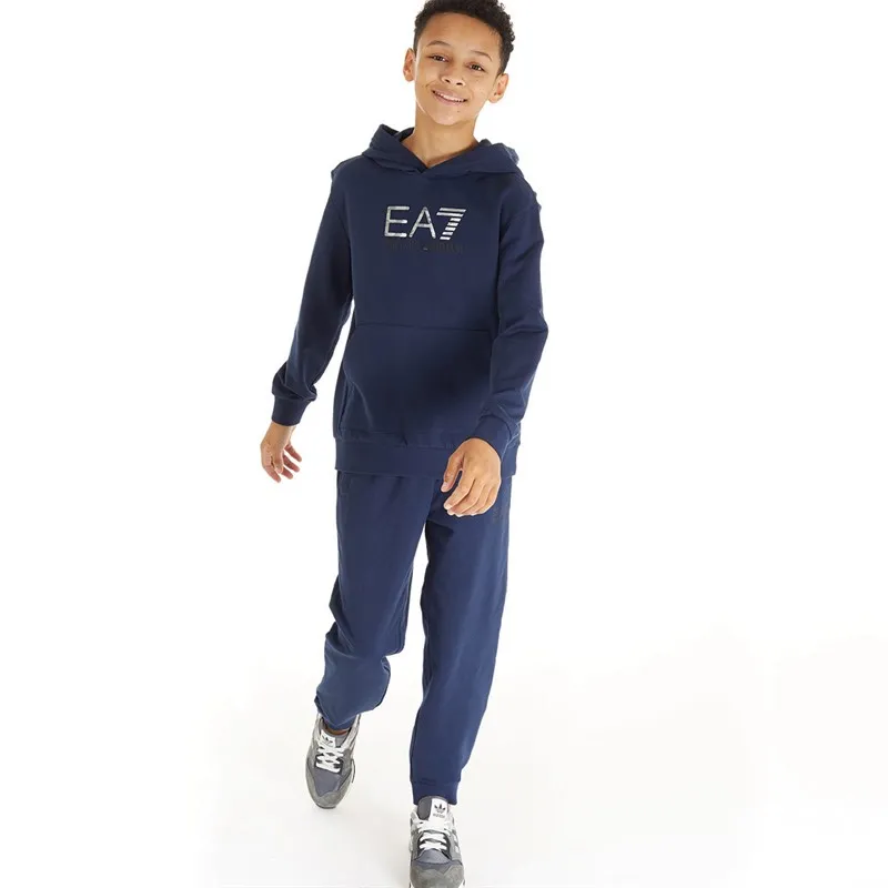 EA7 Boys Emporio Armani Hoodie And Joggers Tracksuit Navy Blue