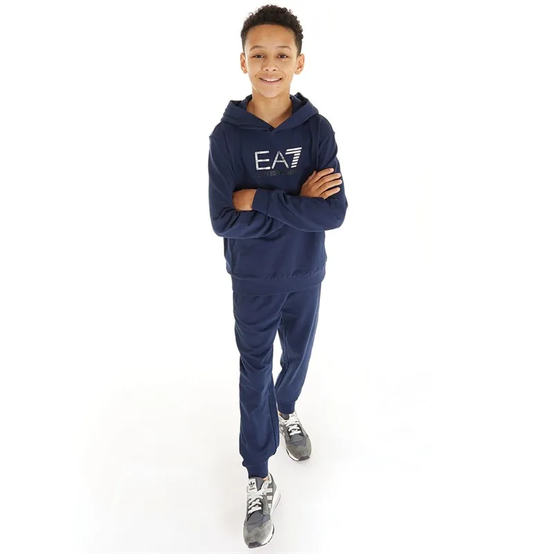 EA7 Boys Emporio Armani Hoodie And Joggers Tracksuit Navy Blue