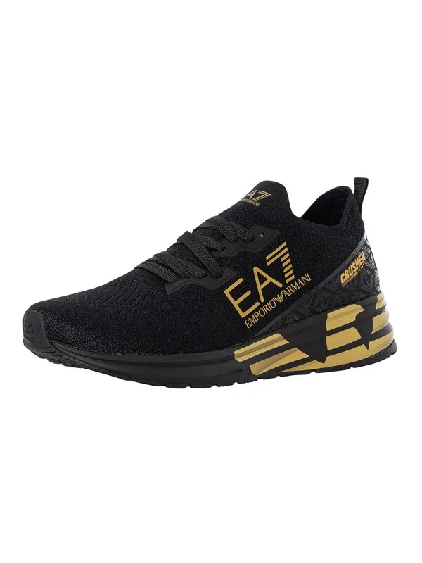 EA7 Mesh Logo Trainers - Black/Gold