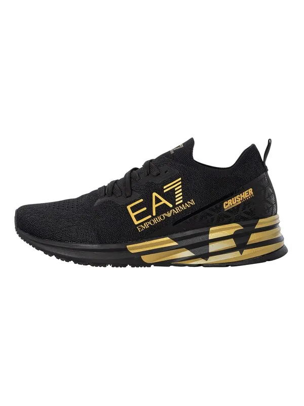 EA7 Mesh Logo Trainers - Black/Gold