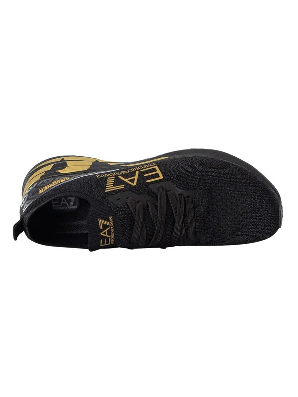 EA7 Mesh Logo Trainers - Black/Gold