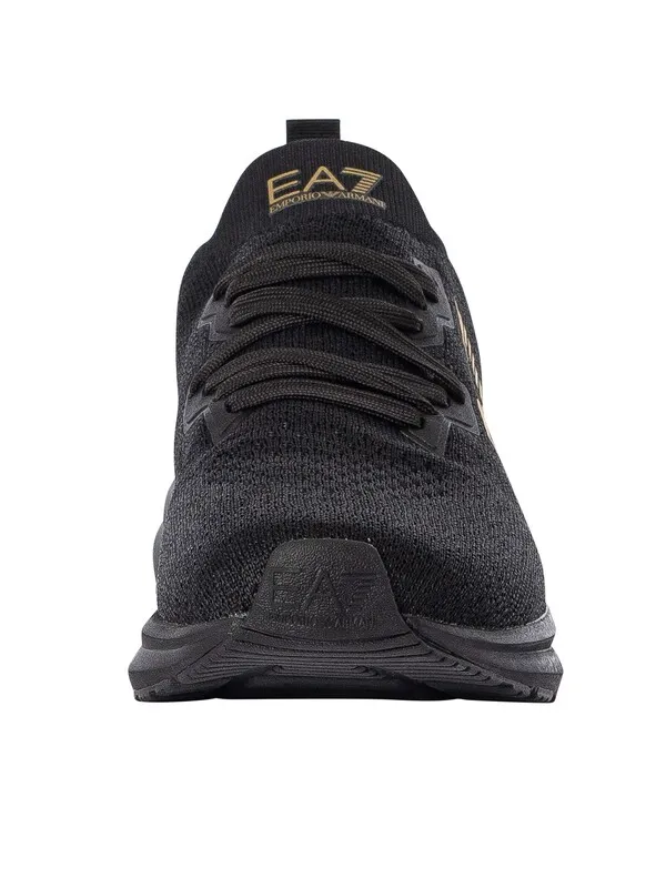 EA7 Mesh Logo Trainers - Black/Gold