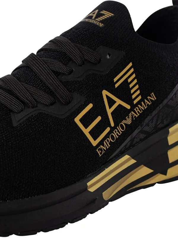 EA7 Mesh Logo Trainers - Black/Gold