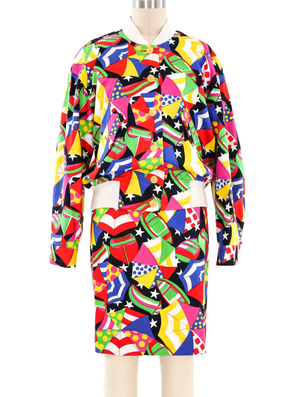 Escada Umbrella Printed Skirt Ensemble