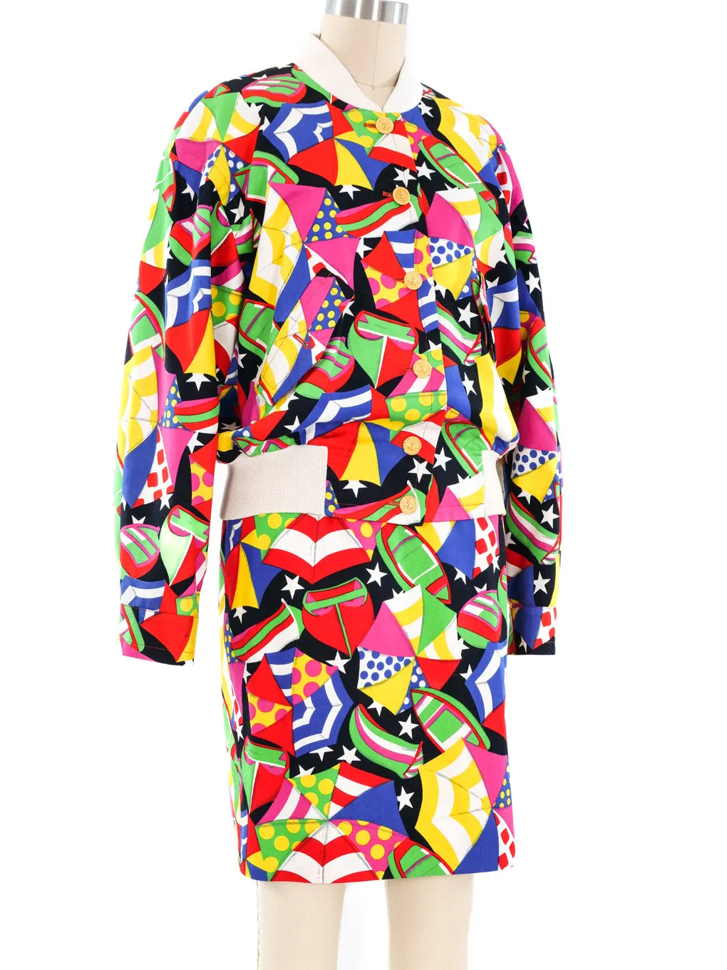 Escada Umbrella Printed Skirt Ensemble