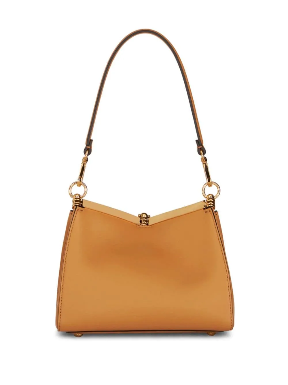 ETRO Camel Brown Leather Shoulder Handbag with Signature Pegasus Motif