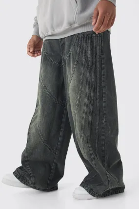 Extreme Baggy Rigid Panelled Tinted Denim Jeans