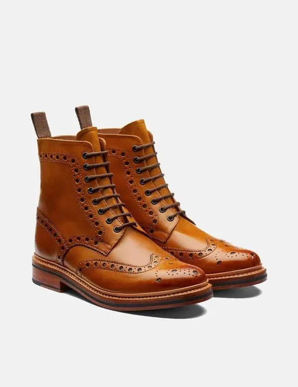 Fred Brogue Boot Leather - Tan