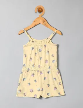 GAP Girls Yellow Print Sleeveless Romper