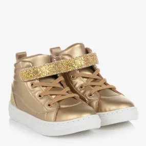 Girls Gold Glitter High-Top Trainers