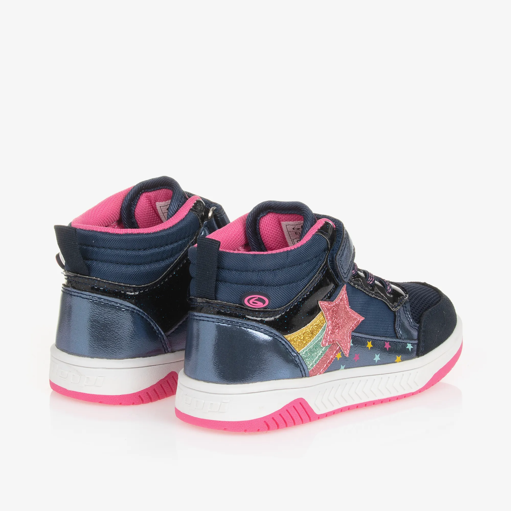 Girls Navy Blue Velcro High-Top Trainers