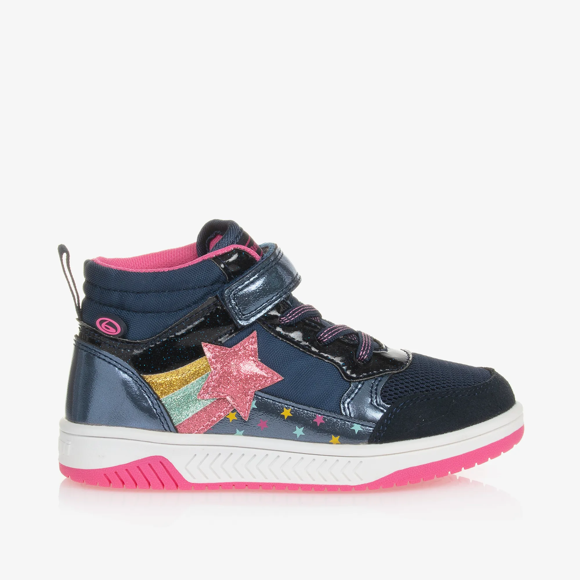 Girls Navy Blue Velcro High-Top Trainers