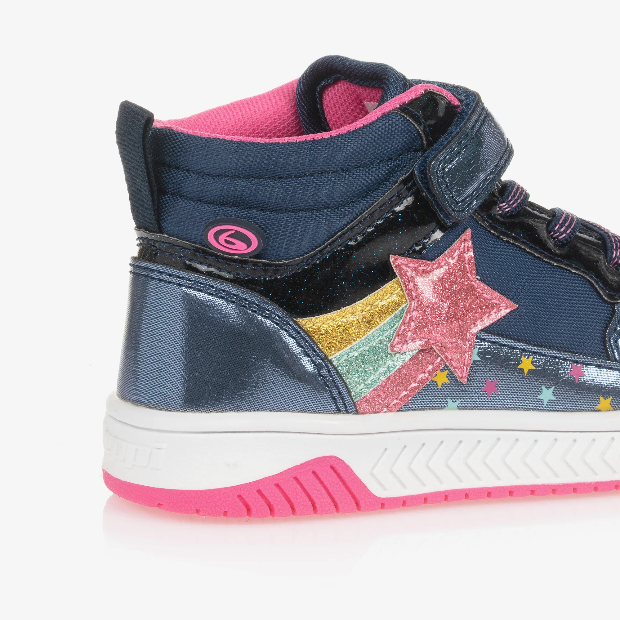 Girls Navy Blue Velcro High-Top Trainers