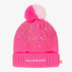 Girls Pink Knitted Pom-Pom Hat