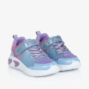 Girls Purple Light-Up Glitter Trainers