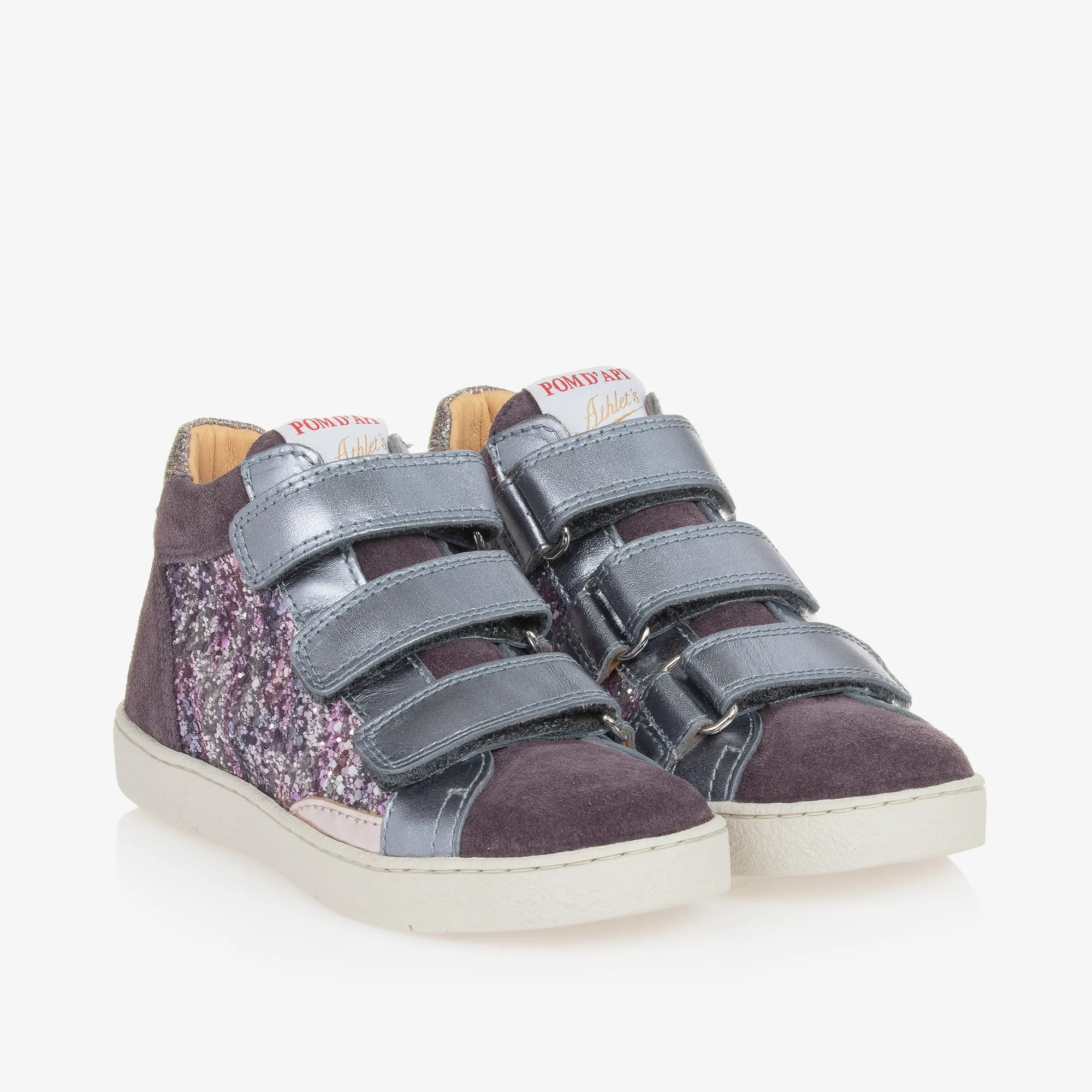 Girls Purple Suede Leather & Sequin Trainers