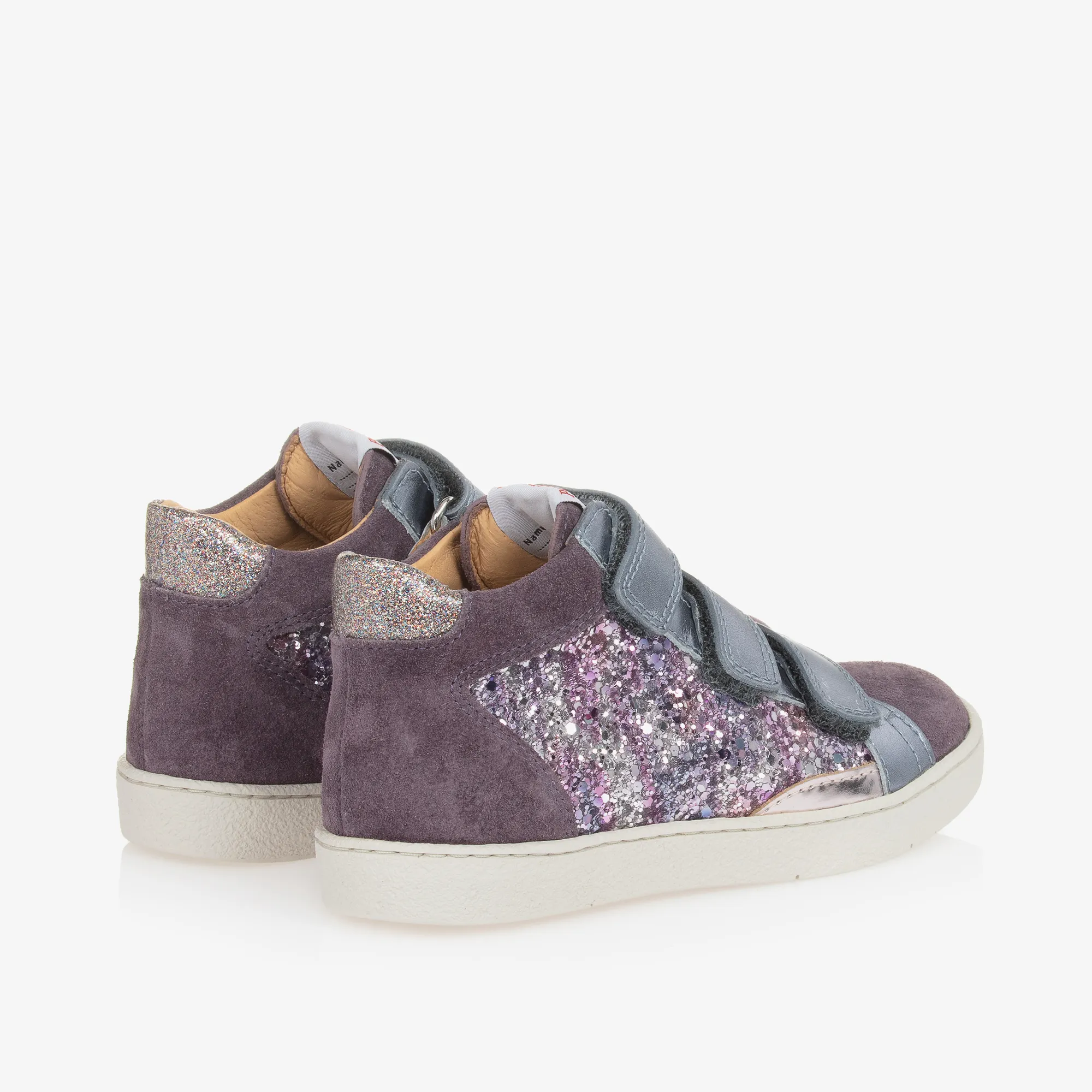 Girls Purple Suede Leather & Sequin Trainers