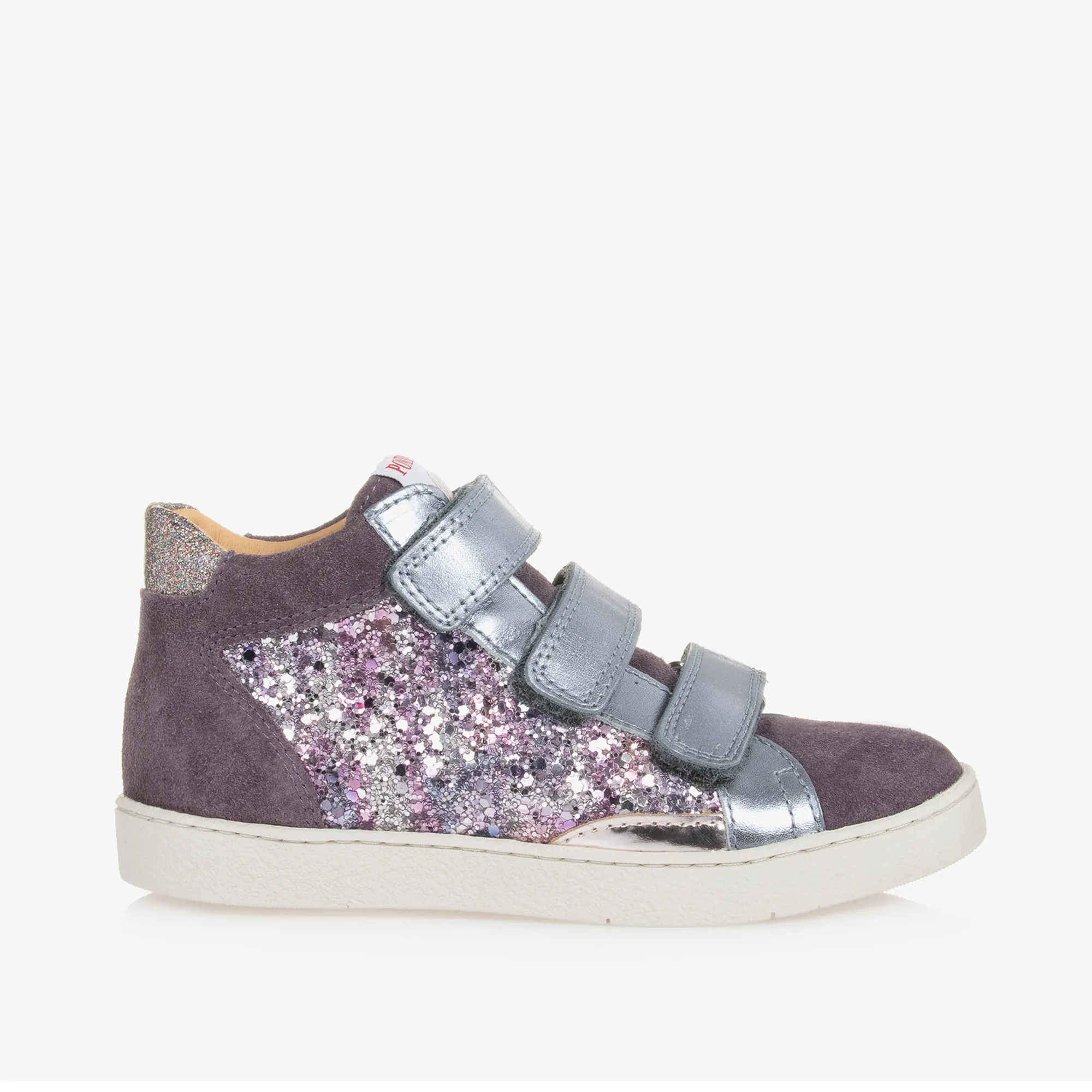 Girls Purple Suede Leather & Sequin Trainers