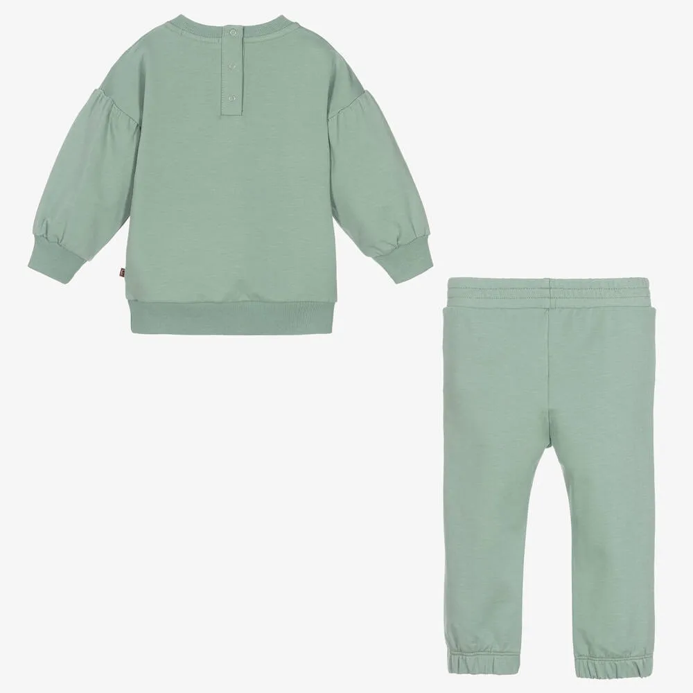 Girls Sage Green Cotton Tracksuit