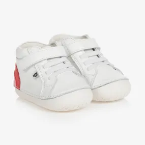 Girls White Leather High-Top Trainers