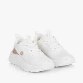 Girls White Mesh Lace-Up Trainers