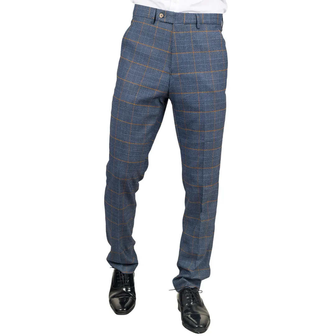 Gisborne - Men's Navy Checked Trousers