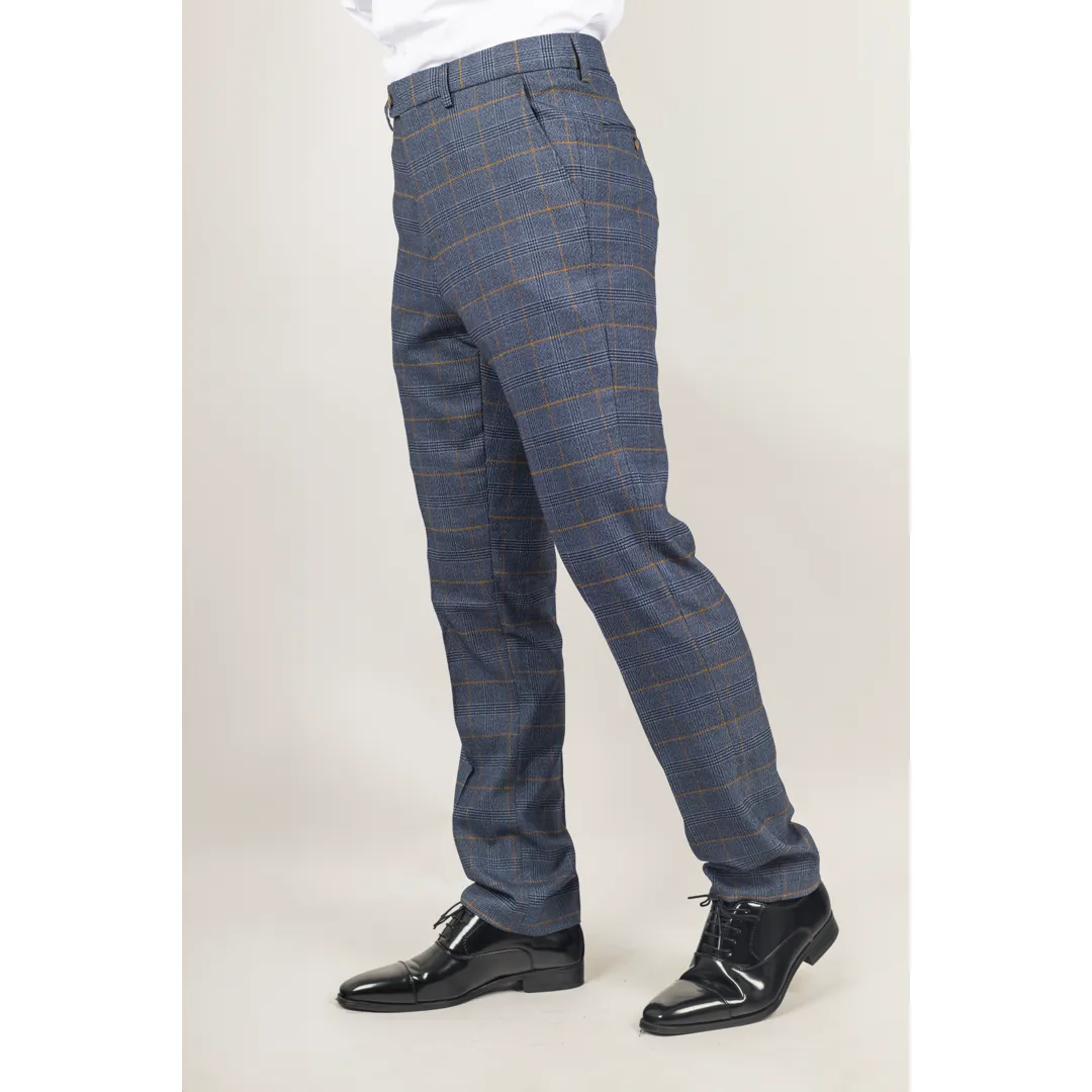 Gisborne - Men's Navy Checked Trousers