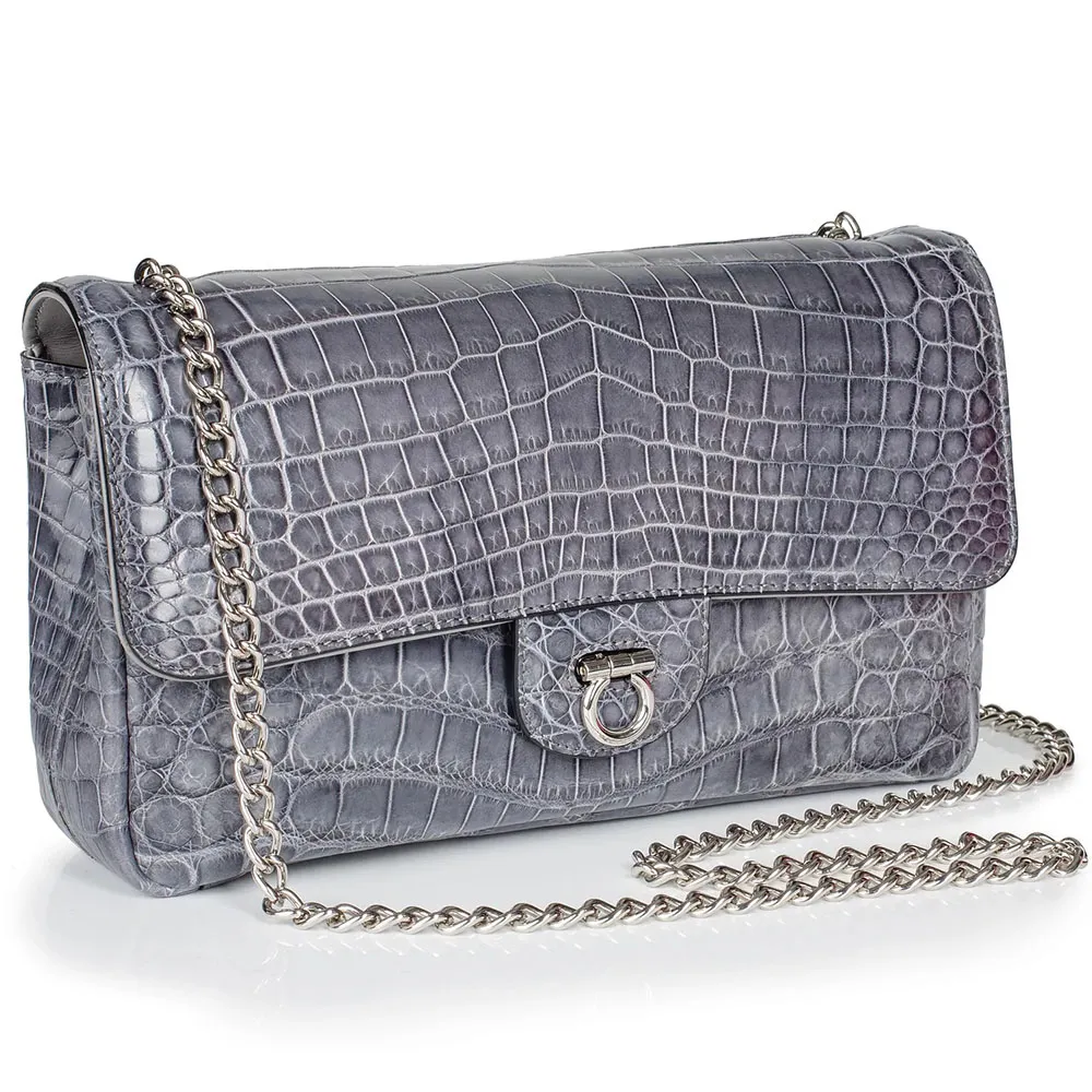 Gracen Charlotte Nile Crocodile Women's Handbag Gray