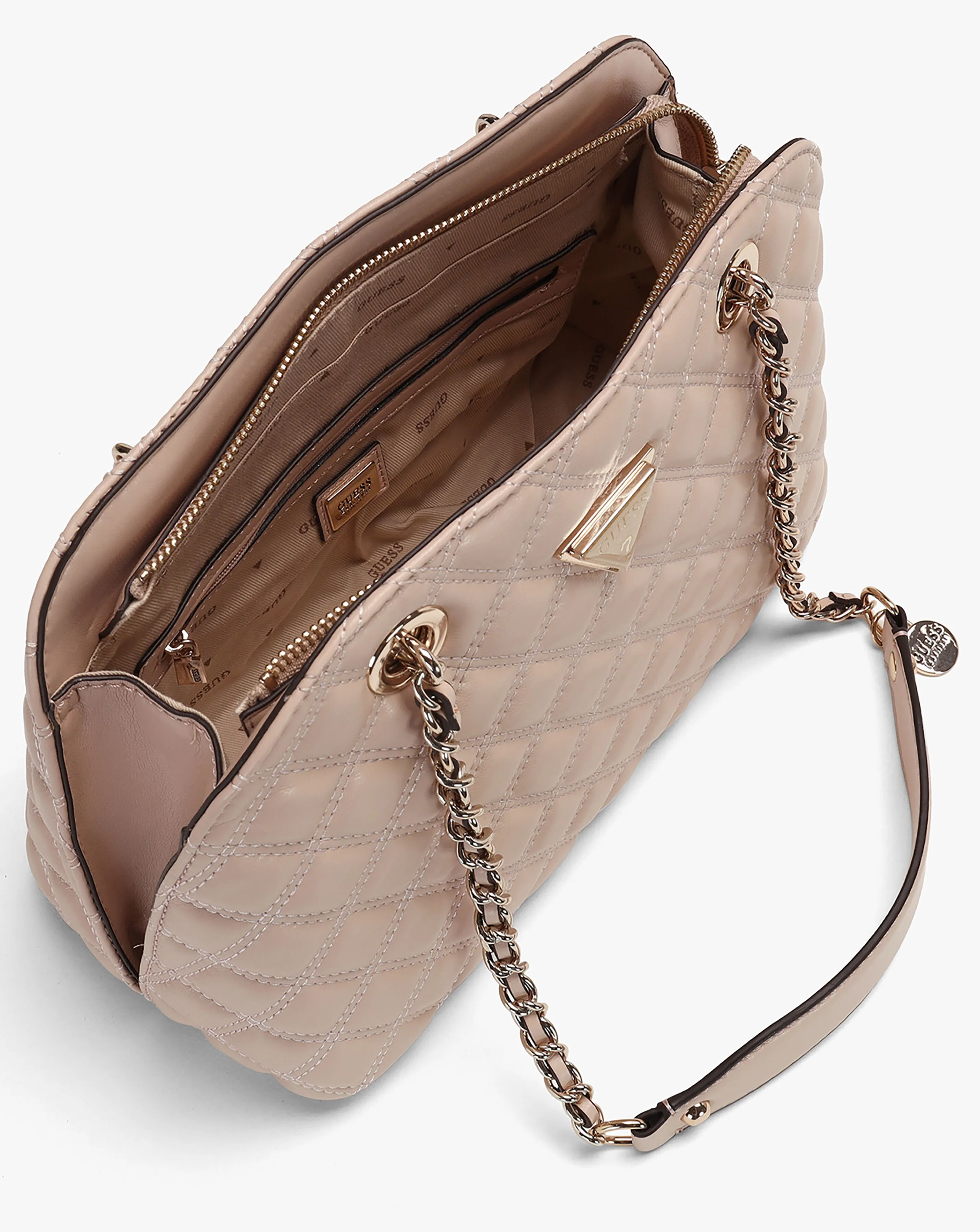 Guess Dome Light Beige Quilted Shoulder Bag | Simply Be