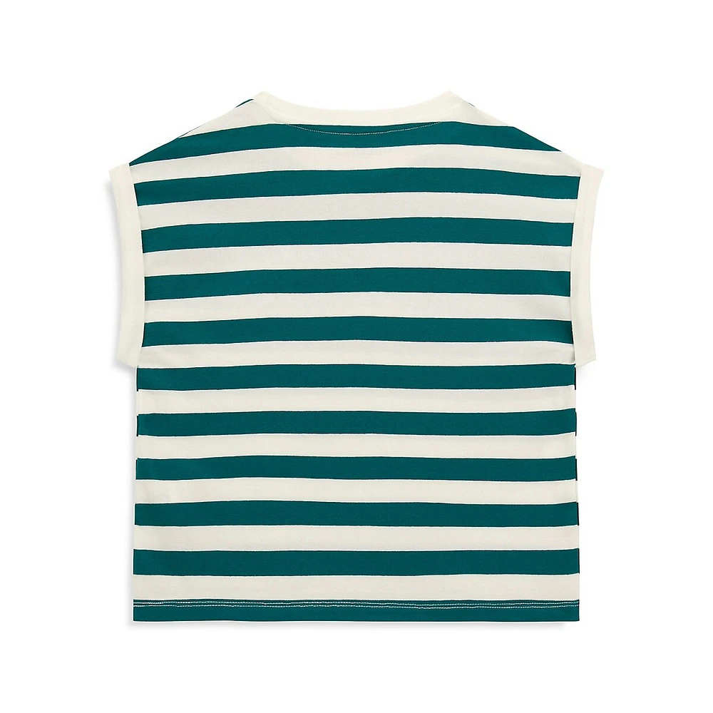 GUESS Girl's Eco Stripe Patch Logo Sleeveless Top