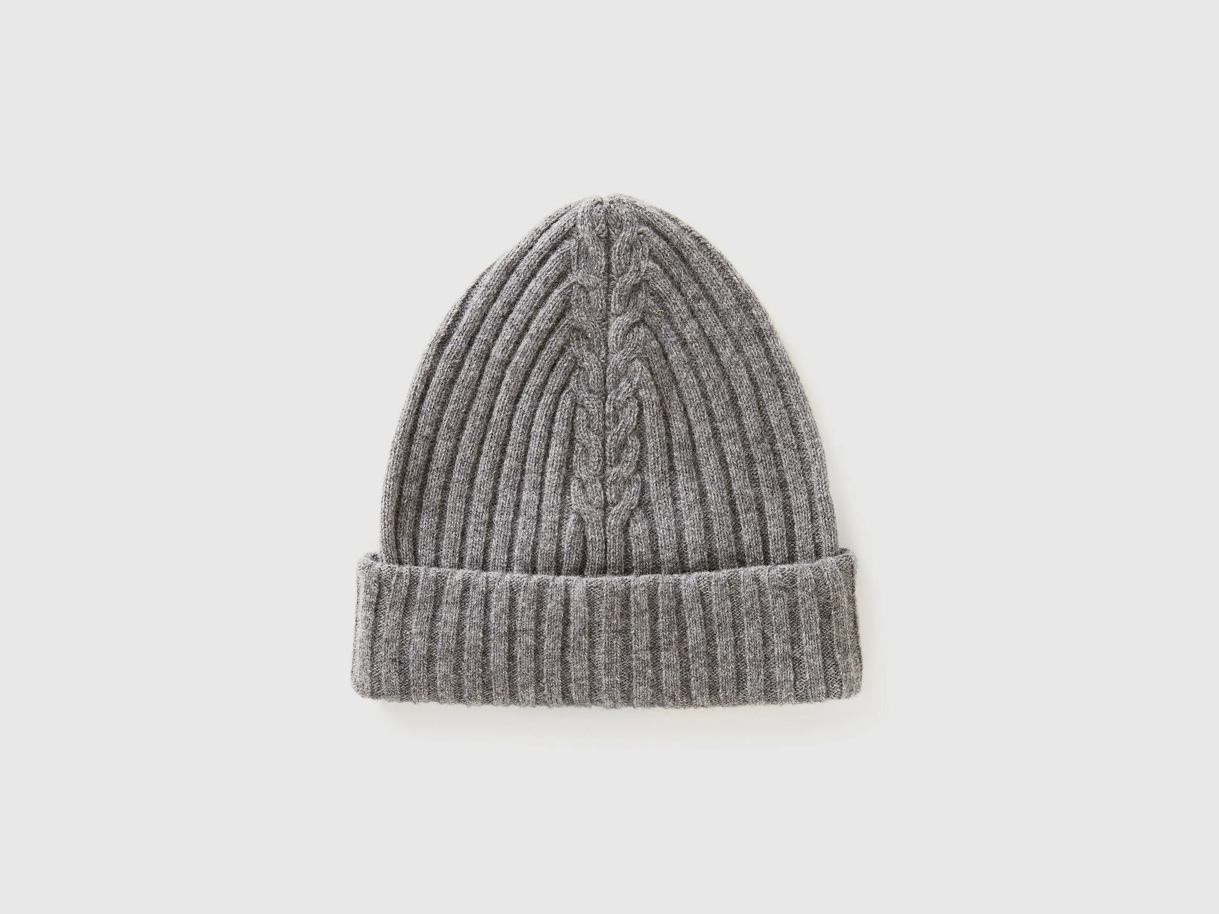 Hat with cable knit - Dark Gray | Benetton