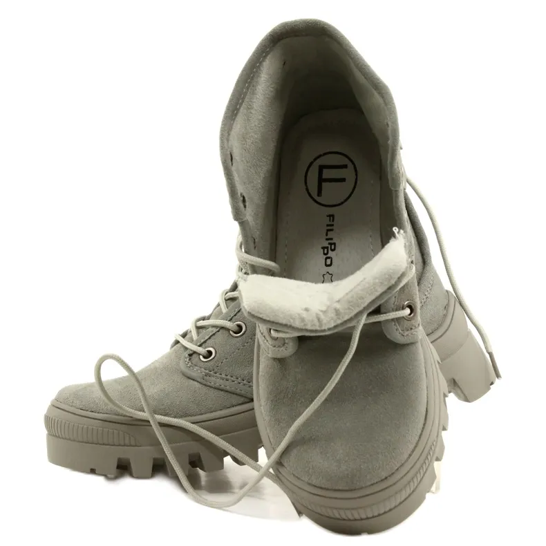 High Leather Sneakers Filippo DPT3523 / 22 GR Gray grey