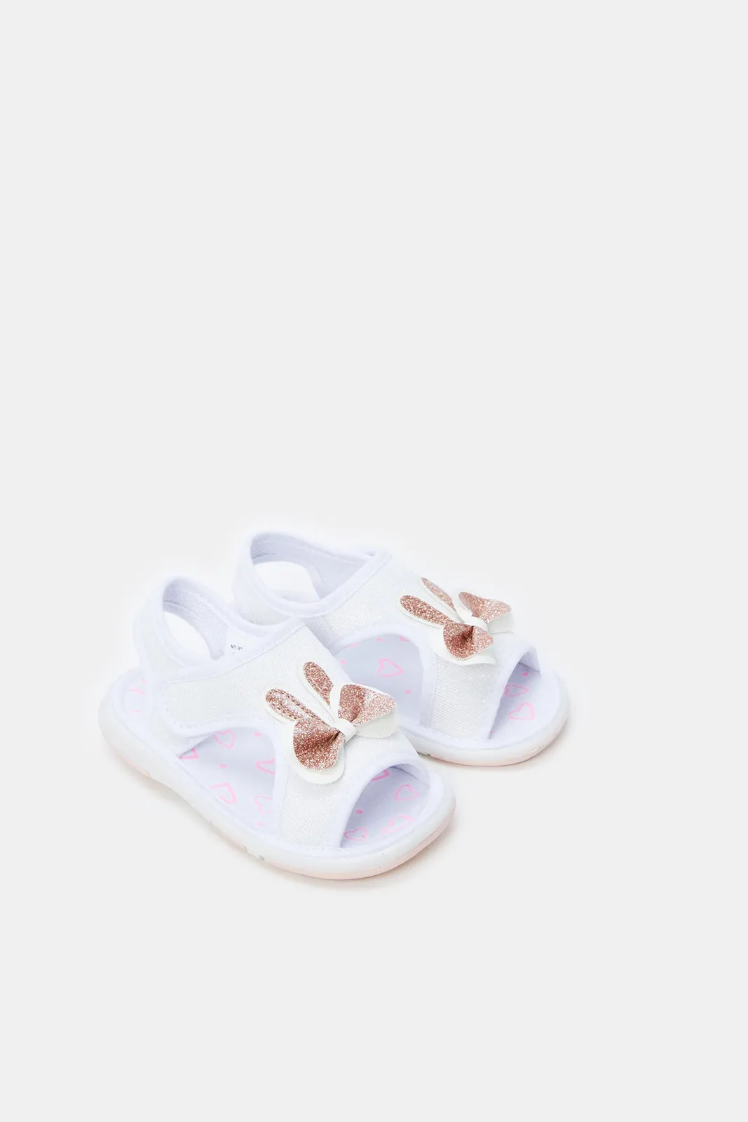 Infant Girls White Glitter Embellished Sandals