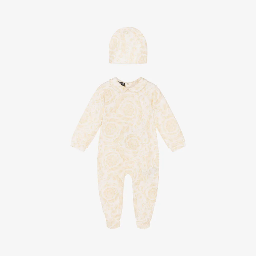 Ivory Cotton Babysuit & Hat Set