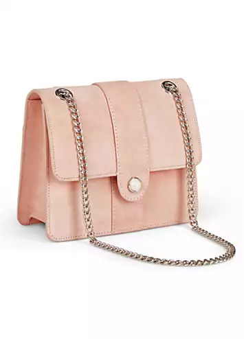 Kaleidoscope Blush Suede Pearl Trim Shoulder Bag | Grattan