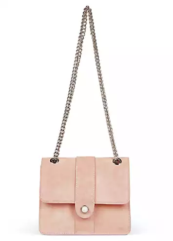 Kaleidoscope Blush Suede Pearl Trim Shoulder Bag | Grattan