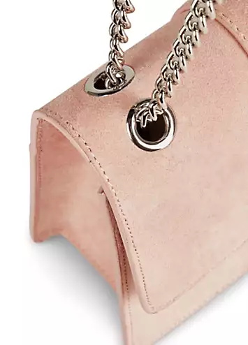 Kaleidoscope Blush Suede Pearl Trim Shoulder Bag | Grattan