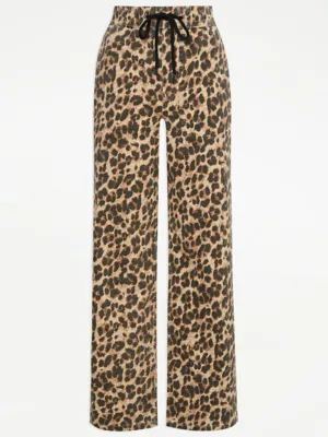 Leopard Print Wide Leg Denim Joggers | Women | George at ASDA