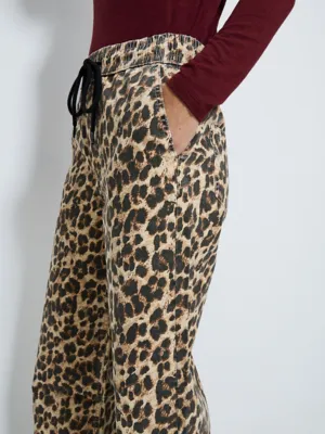 Leopard Print Wide Leg Denim Joggers | Women | George at ASDA