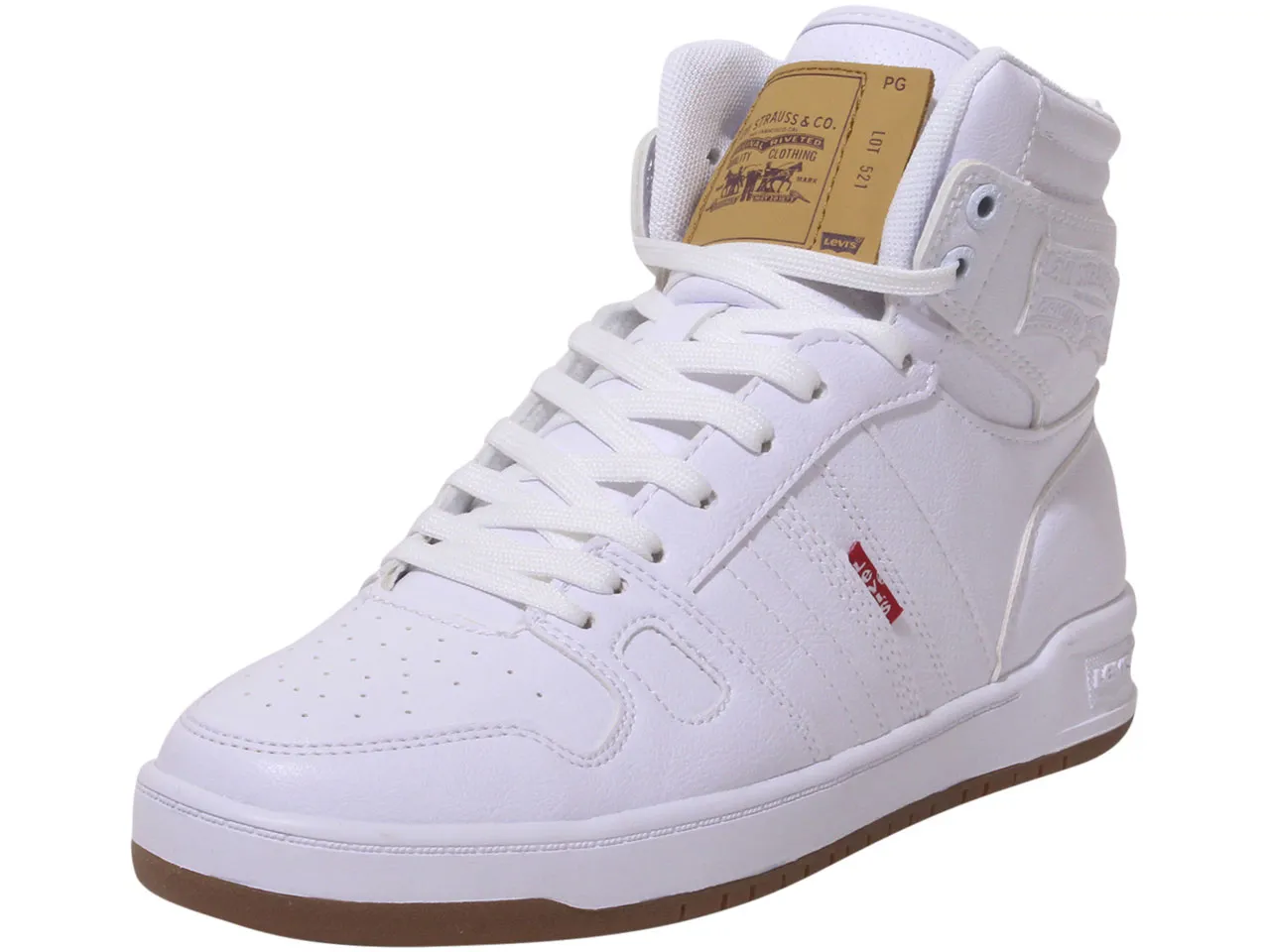 Levi's Men's 521-BB-HI-Pebbled-UL Sneakers High Top White/Gum Sz: 10 519708