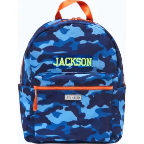 Little Chicken Camo Pattern Backpack With Embroidered Name, Blue