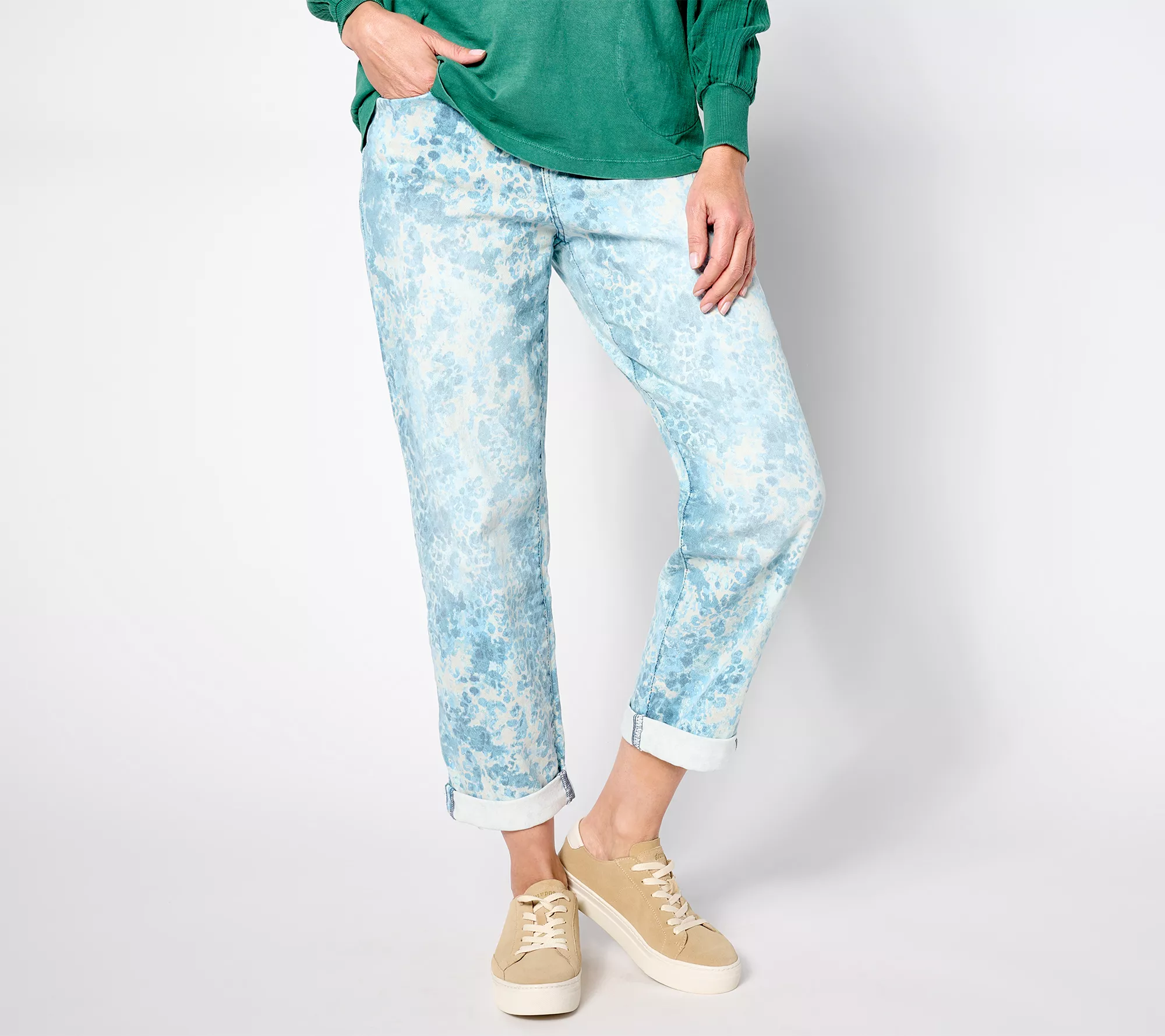 LOGO by Lori Goldstein Regular Printed Boyfriend Jeans