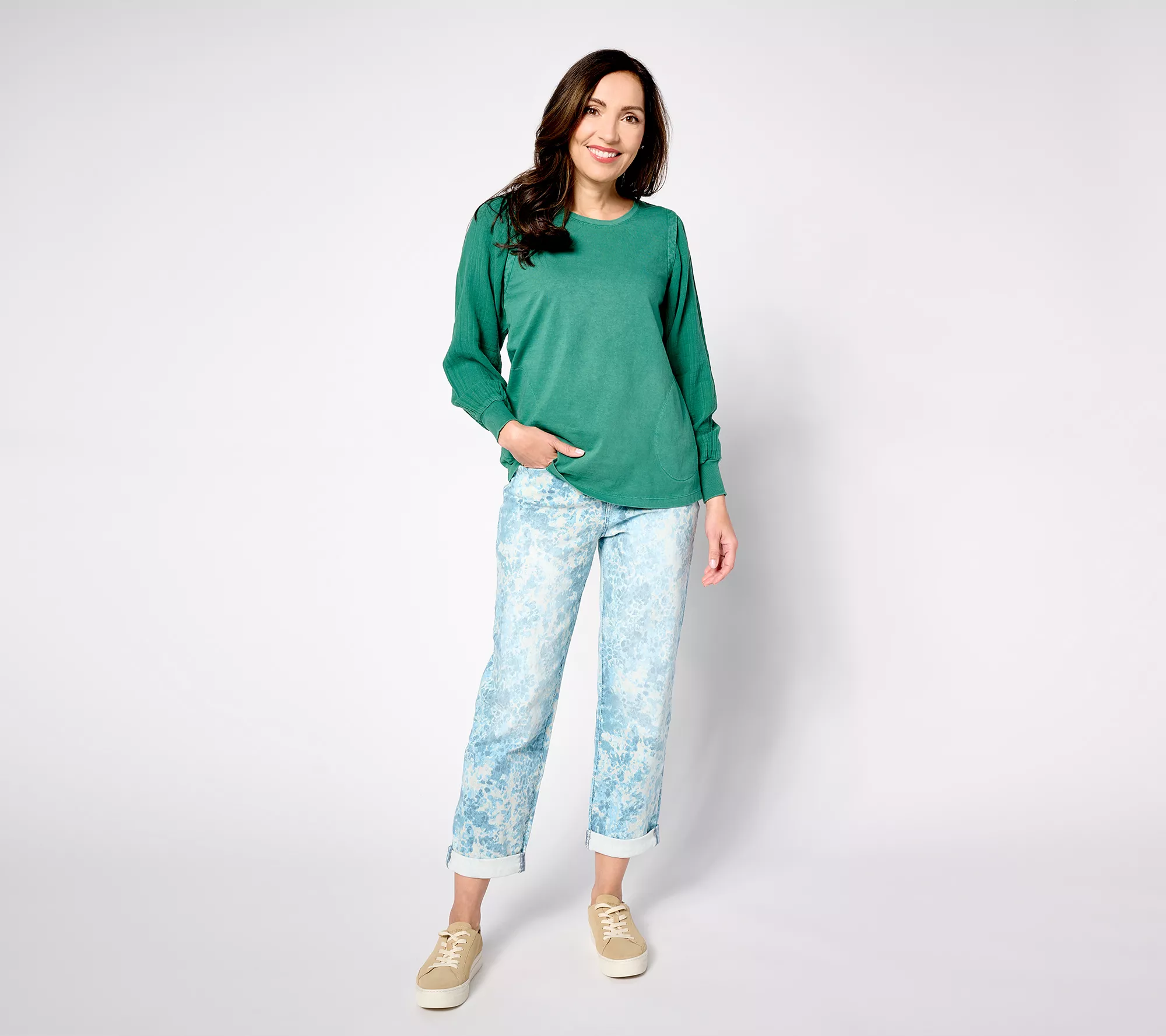 LOGO by Lori Goldstein Regular Printed Boyfriend Jeans