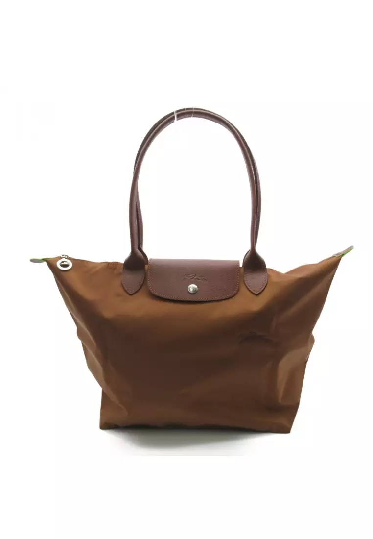 Longchamp Pre-loved LONGCHAMP Le Preage green L Shoulder bag Shoulder bag others Recycled Polyamide Canvas Brown Cognac