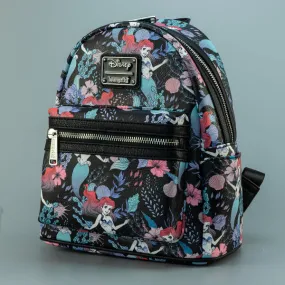 Loungefly x Disney Ariel Black Floral Print Mini Backpack